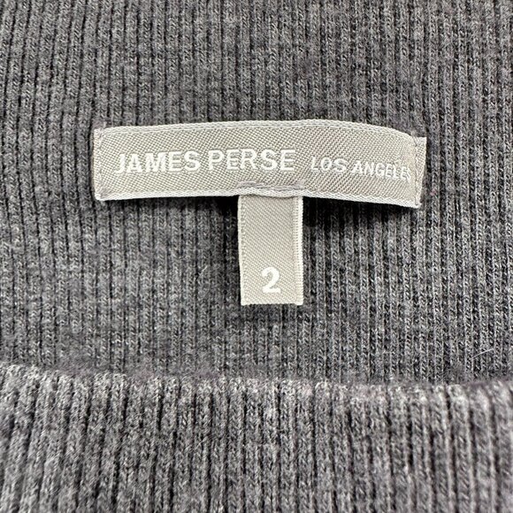 James Perse Gray A-Line Sleeveless WJW6357 Ribbed Neckline 2 Knit Midi Dress - Picture 2 of 8